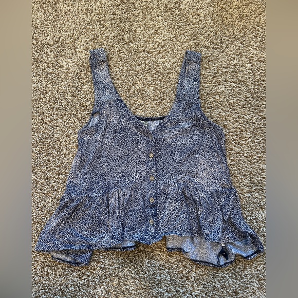 Free People Tops - Free People Blue Floral Flowy Crop Top